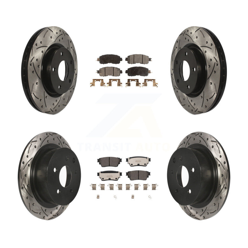 Front Rear Drilled Slot Disc Brake Rotors Ceramic Pad Kit For 2019-2020 Nissan Altima AWD KDT-101088