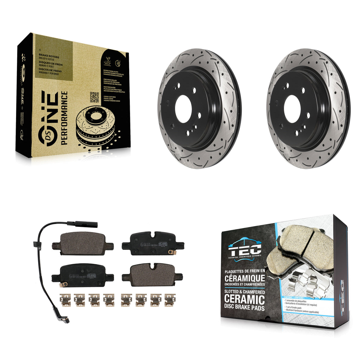 Rear Drill Slot Brake Rotor Ceramic Pad Kit For GMC Chevrolet Silverado 1500 Sierra Yukon KDT-101090