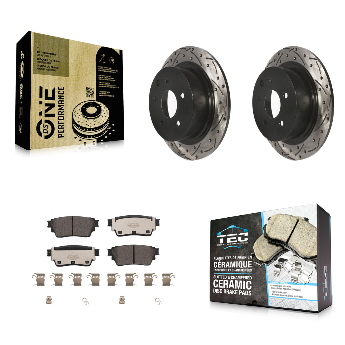Rear Drilled Slot Brake Rotor Ceramic Pad Kit For Nissan Altima With Manual Parking KDT-101093