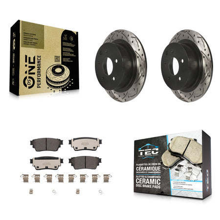 Rear Drilled Slot Brake Rotor Ceramic Pad Kit For Nissan Altima With Manual Parking KDT-101093
