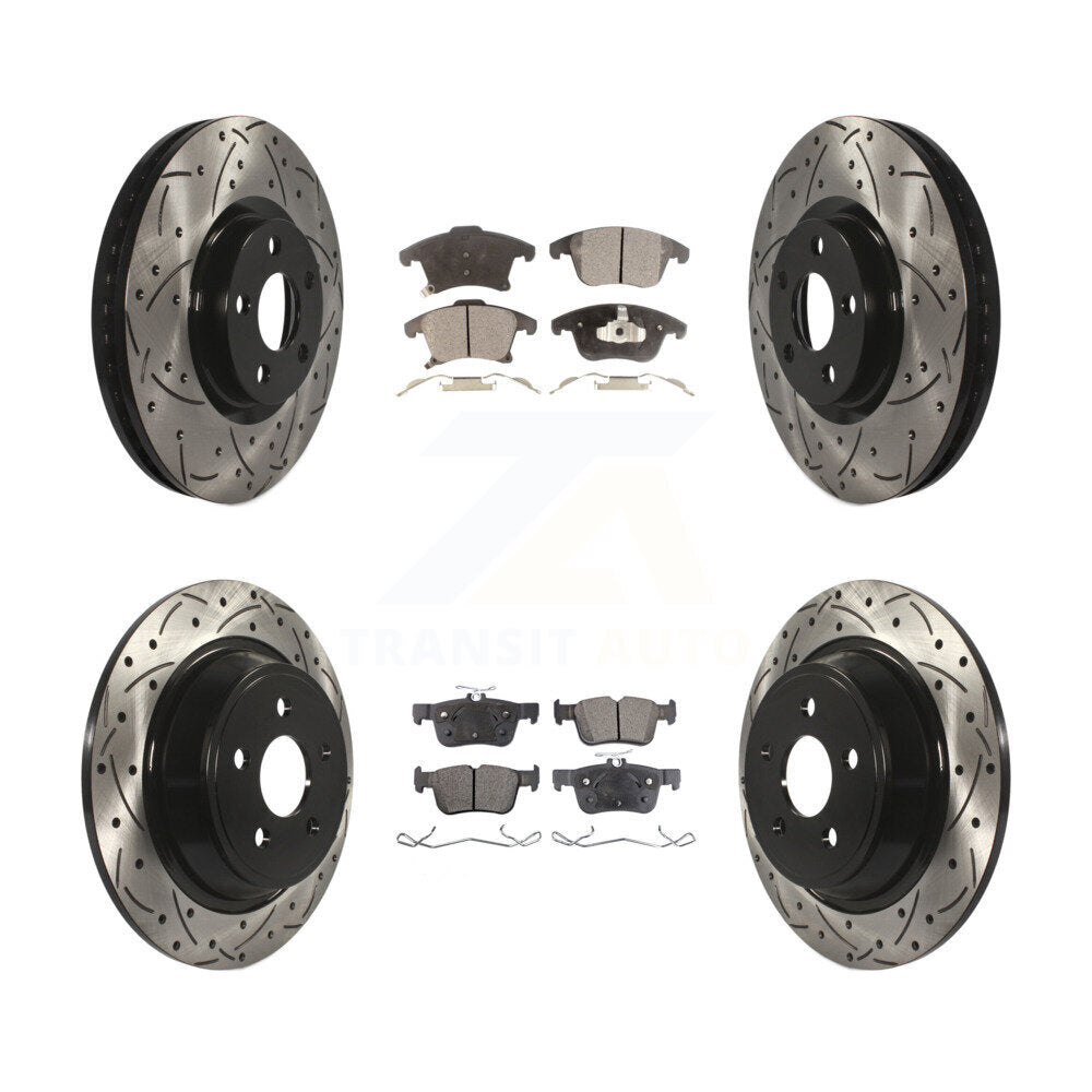 Front Rear Drilled Slot Brake Rotor Ceramic Pad Kit For 2019-2020 Ford SSV Plug-In Hybrid KDT-101096