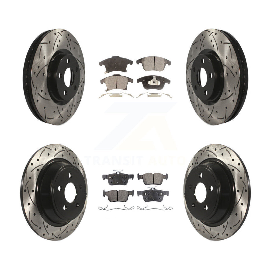 Front Rear Drilled Slot Brake Rotor Ceramic Pad Kit For 2019-2020 Ford SSV Plug-In Hybrid KDT-101096