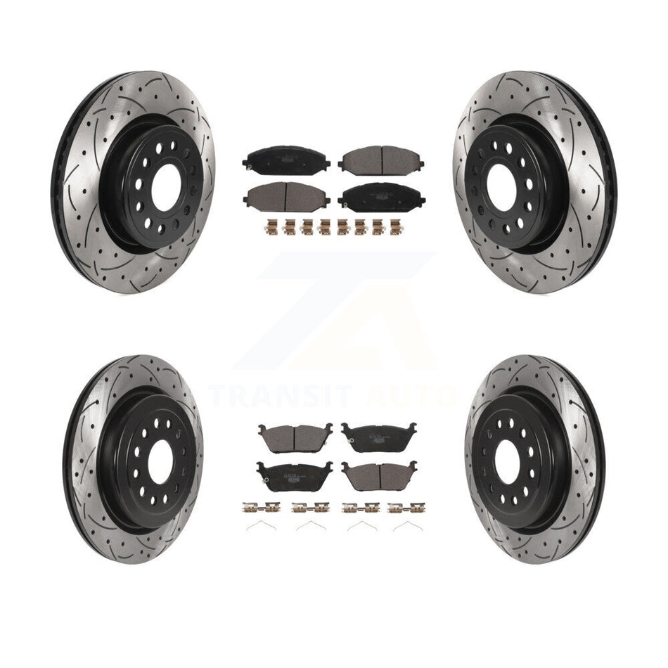 Front Rear Coated Drilled Slotted Disc Brake Rotors And Ceramic Pads Kit For Ram 1500 KDT-101098