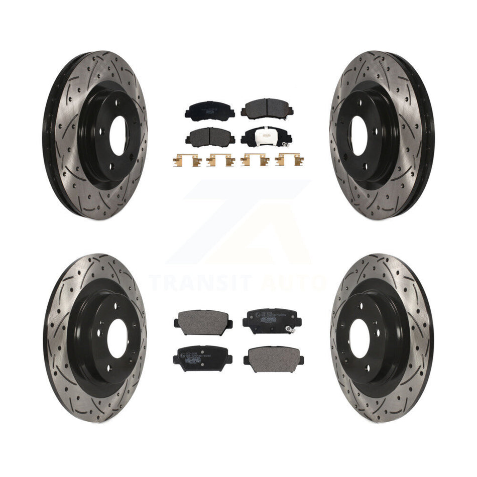 Front Rear Coat Drill Slot Disc Brake Rotors Ceramic Pad Kit For Mitsubishi Eclipse Cross KDT-101111