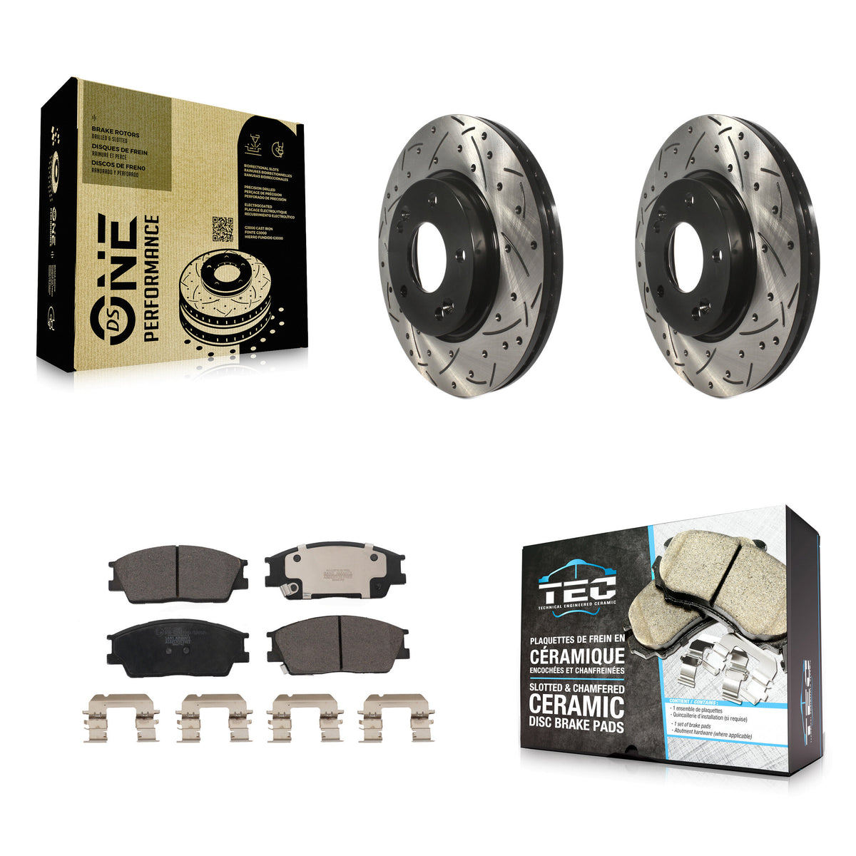 Front Coated Drilled Slotted Disc Brake Rotors Ceramic Pad Kit For Hyundai Venue Kia Soul KDT-101114