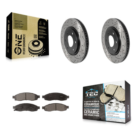 Front Coated Drill Slot Disc Brake Rotor Ceramic Pad Kit For 2007 Nissan TITAN From 04 07 KDT-101120