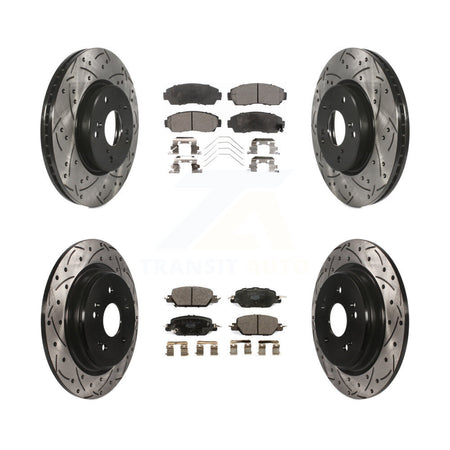 Front Rear Coated Drilled Slotted Disc Brake Rotors And Ceramic Pads Kit For Honda CR-V KDT-101125