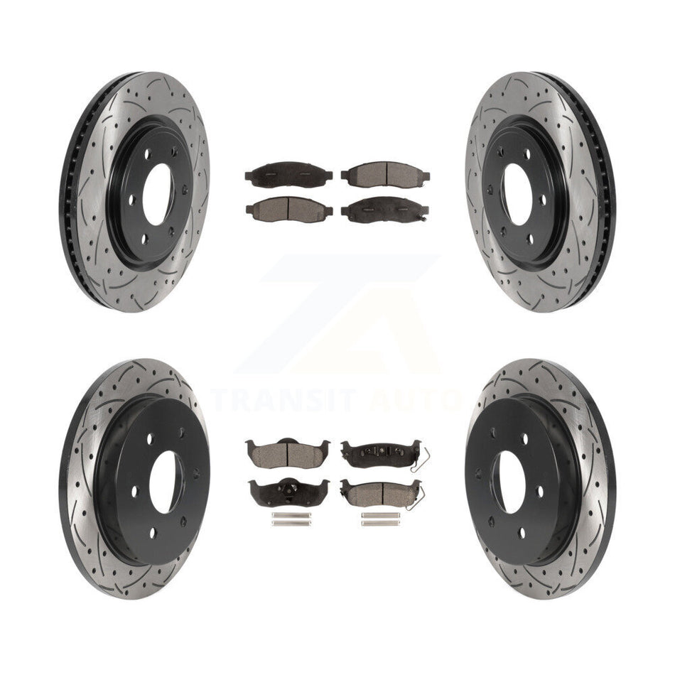 Front Rear Drilled Slot Disc Brake Rotor Ceramic Pad Kit For 2007 Nissan TITAN From 04 07 KDT-101129
