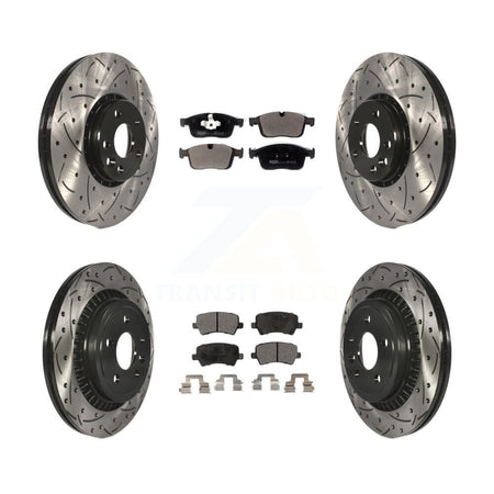 Front Rear Coated Drilled Slotted Disc Brake Rotors And Ceramic Pads Kit For Volvo XC60 KDT-101130