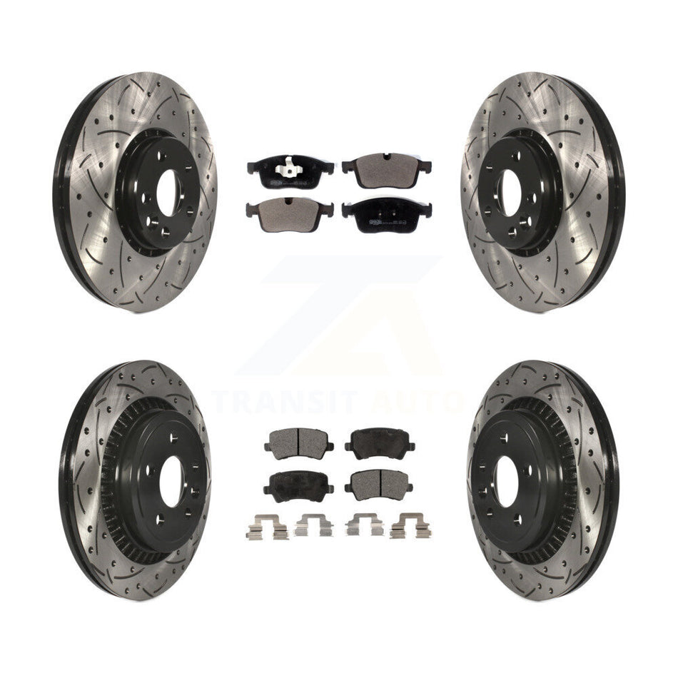 Front Rear Coated Drilled Slotted Disc Brake Rotors And Ceramic Pads Kit For Volvo XC60 KDT-101130