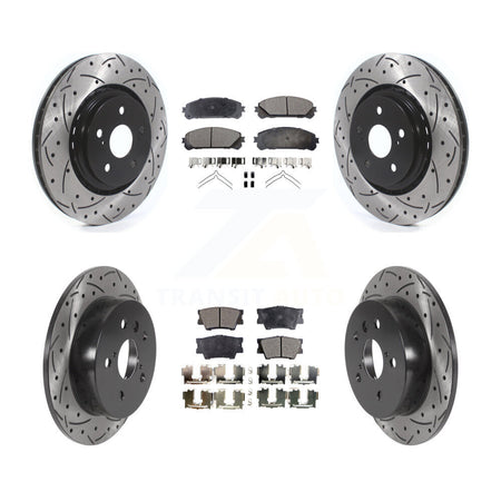 Front Rear Coated Drilled Slot Disc Brake Rotor Ceramic Pad Kit For 2022 Toyota Camry TRD KDT-101133