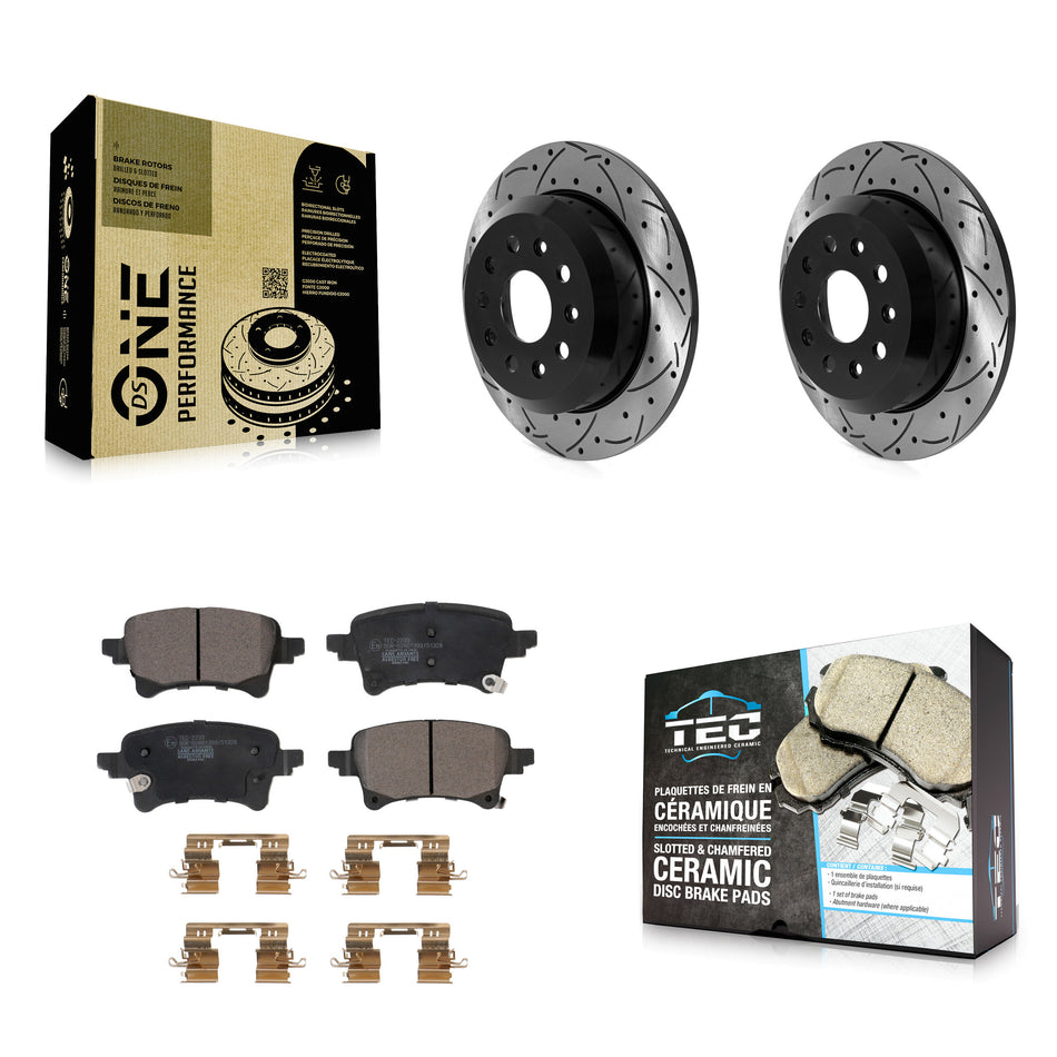 Rear Coated Drilled Slotted Disc Brake Rotors And Ceramic Pads Kit For Jeep Wrangler KDT-101135