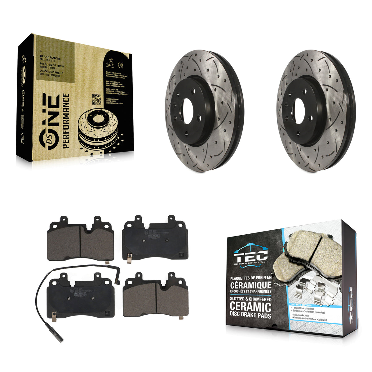 Front Coated Drilled Slotted Disc Brake Rotors And Ceramic Pad Kit For Chevrolet Corvette KDT-101139