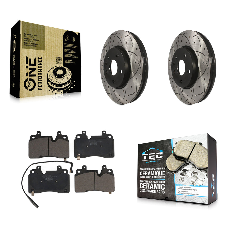 Front Coated Drilled Slotted Disc Brake Rotors And Ceramic Pad Kit For Chevrolet Corvette KDT-101139