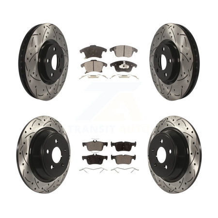 Front Rear Drill Slot Brake Rotors Ceramic Pad Kit For 19-20 Ford Police Responder Hybrid KDT-101154