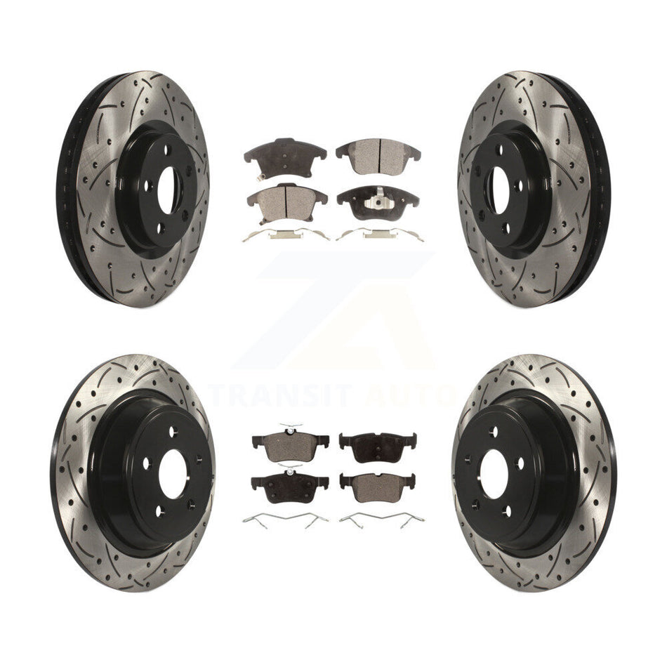 Front Rear Drill Slot Brake Rotors Ceramic Pad Kit For 19-20 Ford Police Responder Hybrid KDT-101154