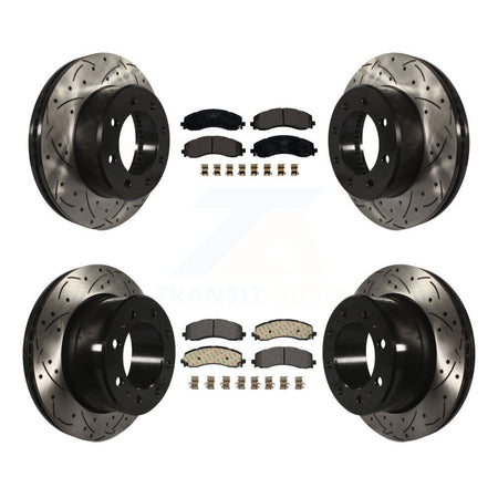 Front Rear Coated Drilled Slotted Disc Brake Rotors And Ceramic Pad Kit For Ram 2500 3500 KDT-101156