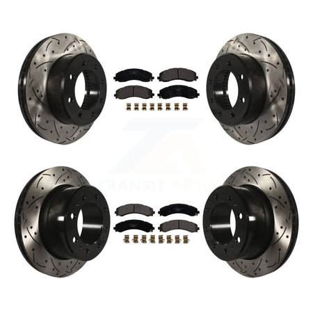 Front Rear Drill Slot Disc Brake Rotor Ceramic Pad Kit For Ram 3500 With Dual Wheels KDT-101157