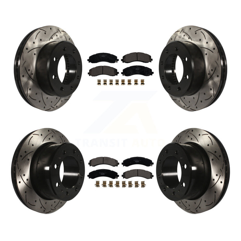 Front Rear Drill Slot Disc Brake Rotor Ceramic Pad Kit For Ram 3500 With Dual Wheels KDT-101157