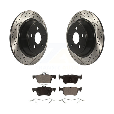 Rear Drilled Slot Brake Rotors Ceramic Pad Kit For 2019-2020 Ford Police Responder Hybrid KDT-101162