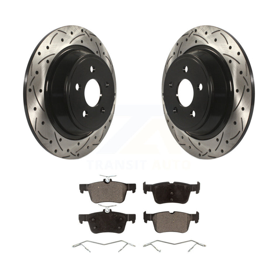 Rear Drilled Slot Brake Rotors Ceramic Pad Kit For 2019-2020 Ford Police Responder Hybrid KDT-101162