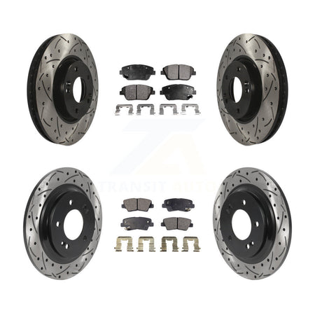 Front Rear Coated Drilled Slotted Disc Brake Rotor And Ceramic Pad Kit For Hyundai Sonata KDT-101168
