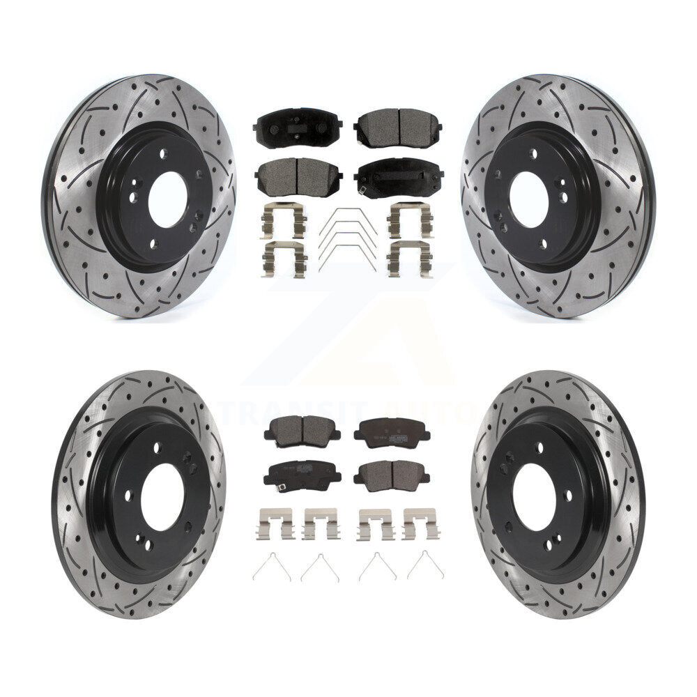 Front Rear Drill Slot Disc Brake Rotors Ceramic Pad Kit For Hyundai Elantra GT Kia Forte5 KDT-101171