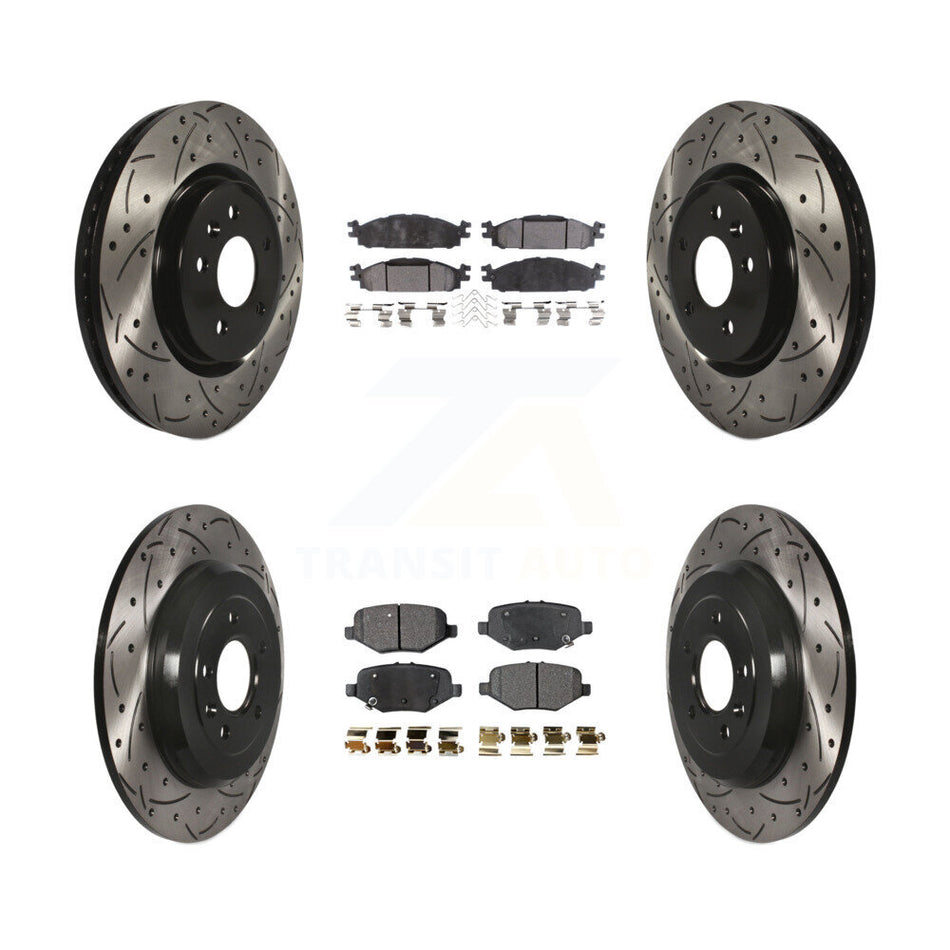 Front Rear Drill Slot Brake Rotors Ceramic Pad Kit For 15 Ford Explorer Limited/Sport/XLT KDT-101179