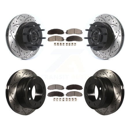 Front Rear Drilled Slot Disc Brake Rotors Ceramic Pad Kit For Ford F-350 Super Duty F-250 KDT-101191