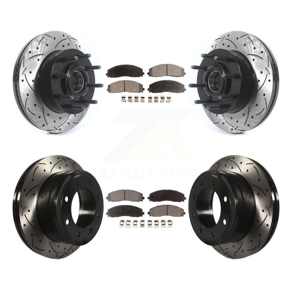 Front Rear Drilled Slot Disc Brake Rotors Ceramic Pad Kit For Ford F-350 Super Duty F-250 KDT-101191