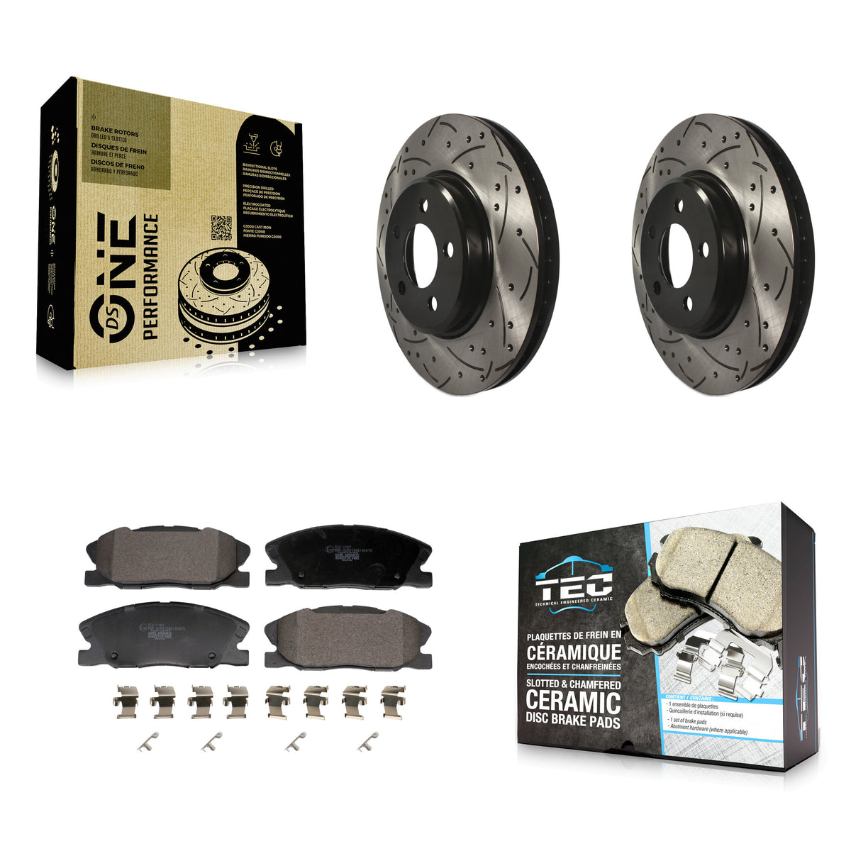 Front Drilled Slot Disc Brake Rotors Ceramic Pad Kit For 2014 Dodge Charger RWD with 3.6L KDT-101207