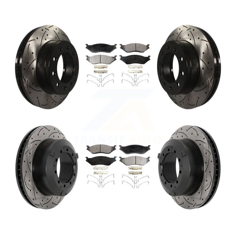 Front Rear Drilled Slot Brake Rotor Ceramic Pad Kit For Ford F-450 Super Duty F-550 CF500 KDT-101211