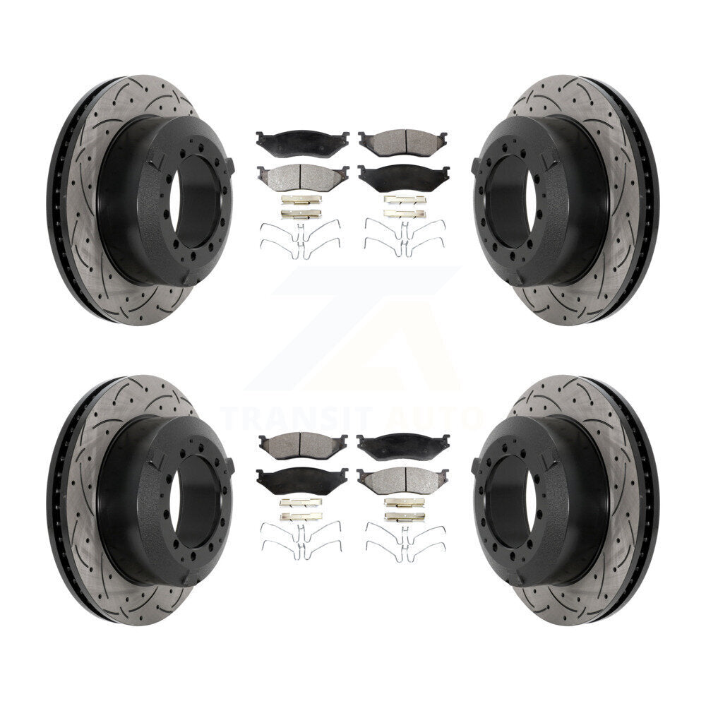Front Rear Drilled Slot Brake Rotor Ceramic Pad Kit For International TerraStar IC AE Bus KDT-101212