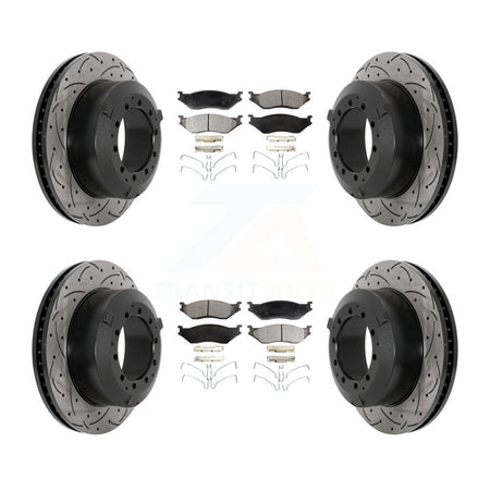 Front Rear Drilled Slot Brake Rotor Ceramic Pad Kit For International TerraStar IC AE Bus KDT-101212