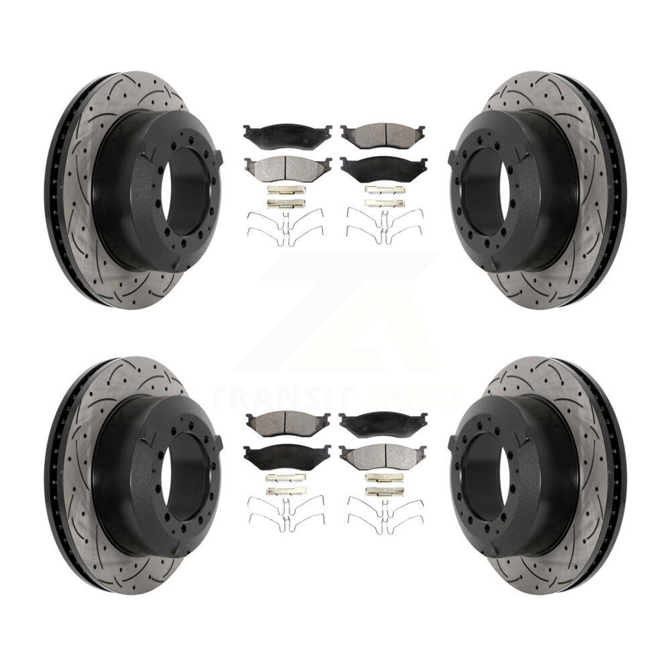 Front Rear Drilled Slot Brake Rotor Ceramic Pad Kit For International TerraStar IC AE Bus KDT-101212