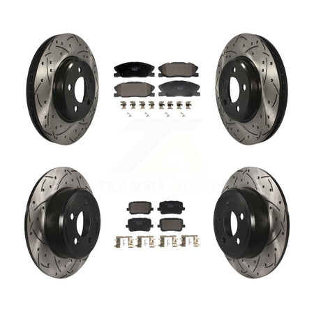 Front Rear Drilled Slot Brake Rotors Ceramic Pad Kit For 2014 Dodge Charger RWD with 3.6L KDT-101214
