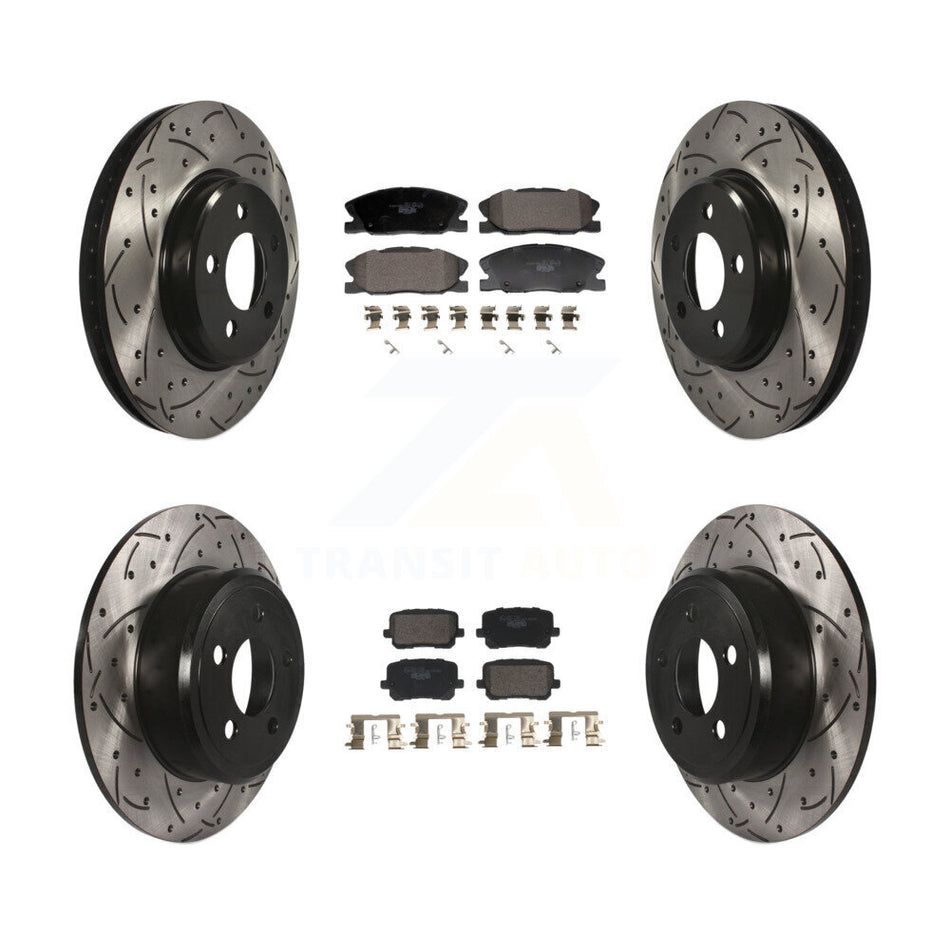 Front Rear Drilled Slot Brake Rotors Ceramic Pad Kit For 2014 Dodge Charger RWD with 3.6L KDT-101214