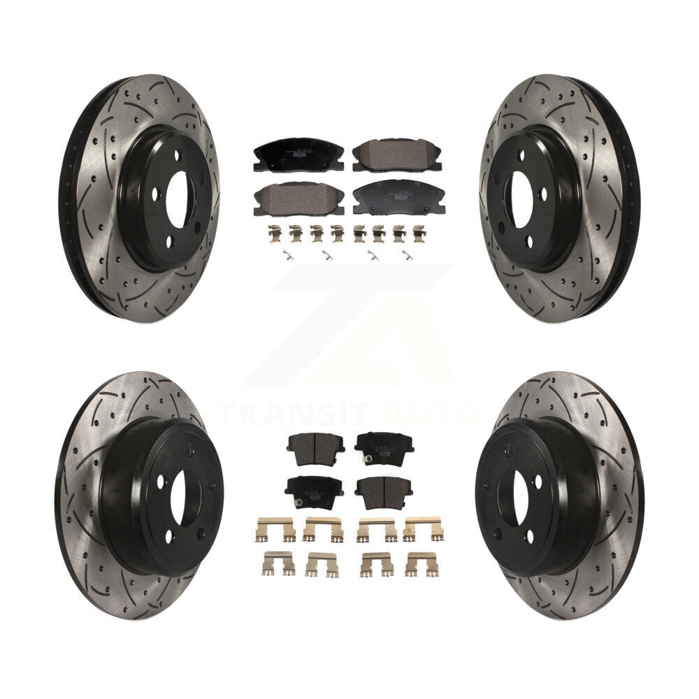 Front Rear Drilled Slot Brake Rotors Ceramic Pad Kit For 2014 Dodge Charger RWD with 3.6L KDT-101215