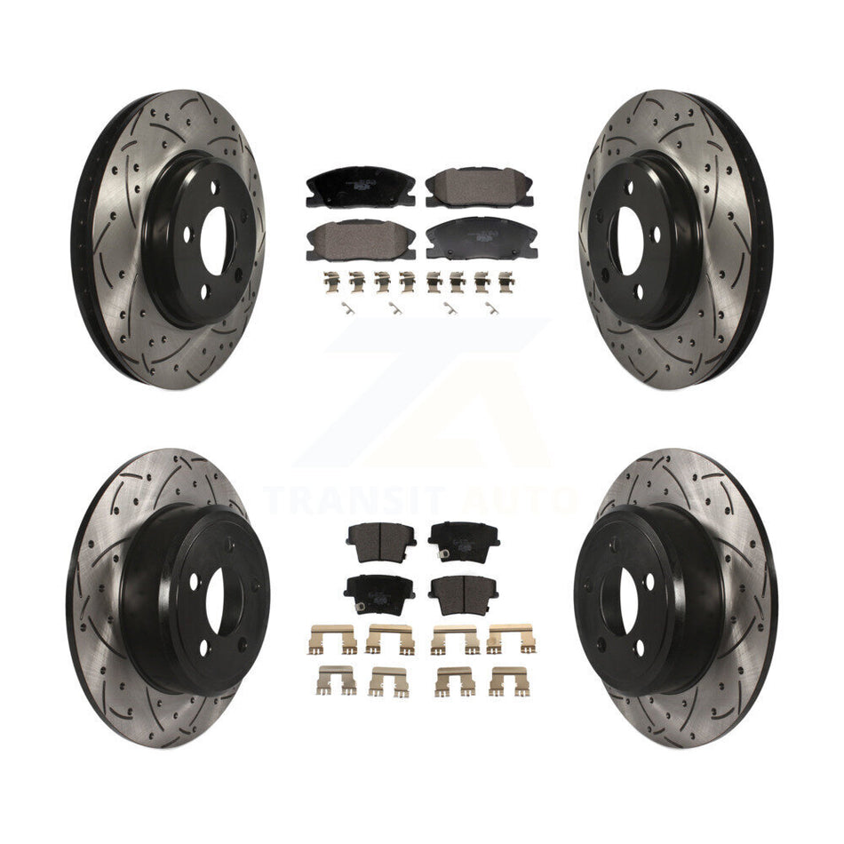 Front Rear Drilled Slot Brake Rotors Ceramic Pad Kit For 2014 Dodge Charger RWD with 3.6L KDT-101215