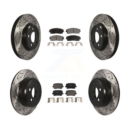 Front Rear Drilled Slot Brake Rotors Ceramic Pad Kit For 2014 Dodge Charger RWD with 3.6L KDT-101216