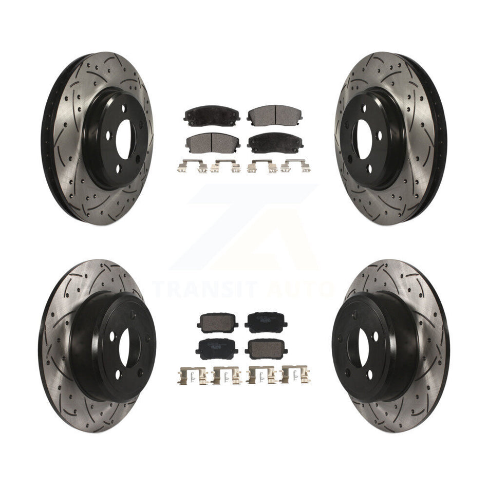 Front Rear Drilled Slot Brake Rotors Ceramic Pad Kit For 2014 Dodge Charger RWD with 3.6L KDT-101216