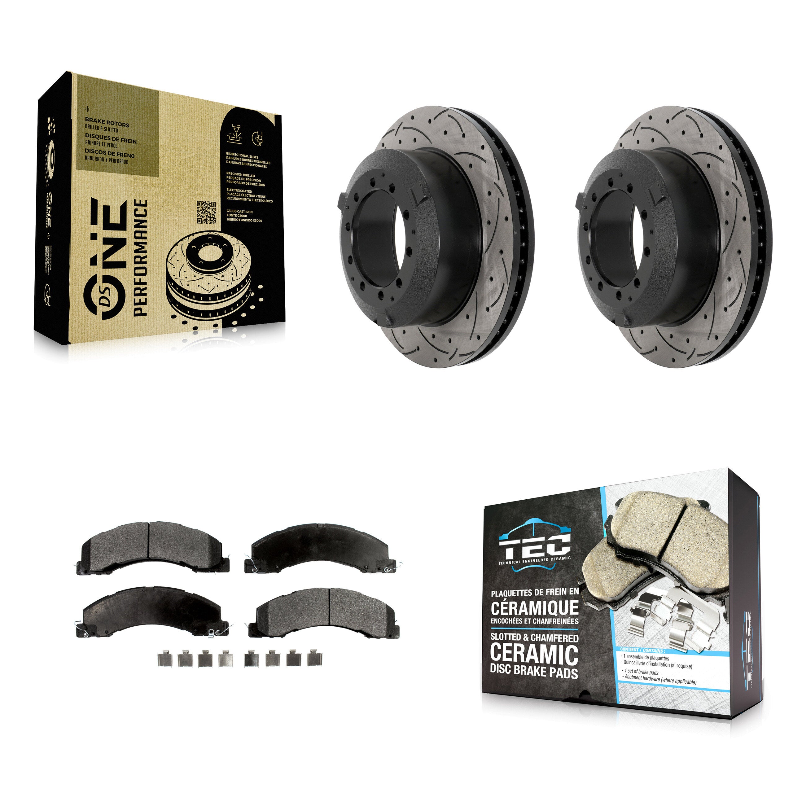 Rear Drill Slot Brake Rotor Ceramic Pad Kit For Ram Dodge Sterling Truck 4500 5500 Bullet KDT-101218