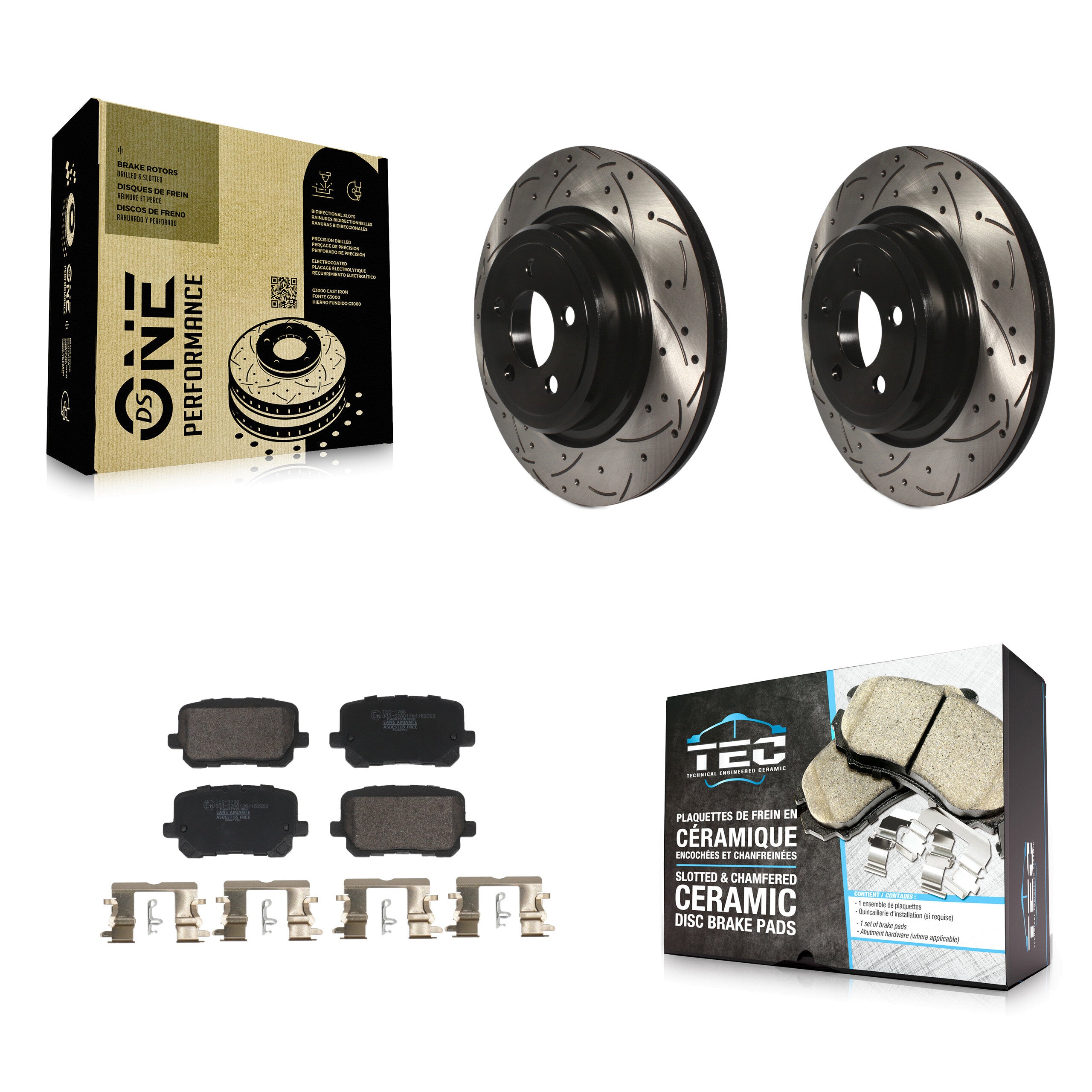 Rear Drill Slot Brake Rotors Ceramic Pad Kit For 2020-2023 Dodge Charger Pursuit with RWD KDT-101221