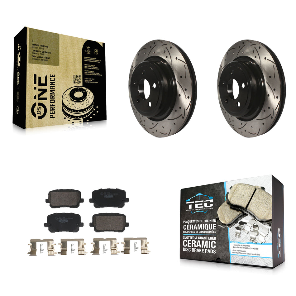 Rear Drill Slot Brake Rotors Ceramic Pad Kit For 2020-2023 Dodge Charger Pursuit with RWD KDT-101221