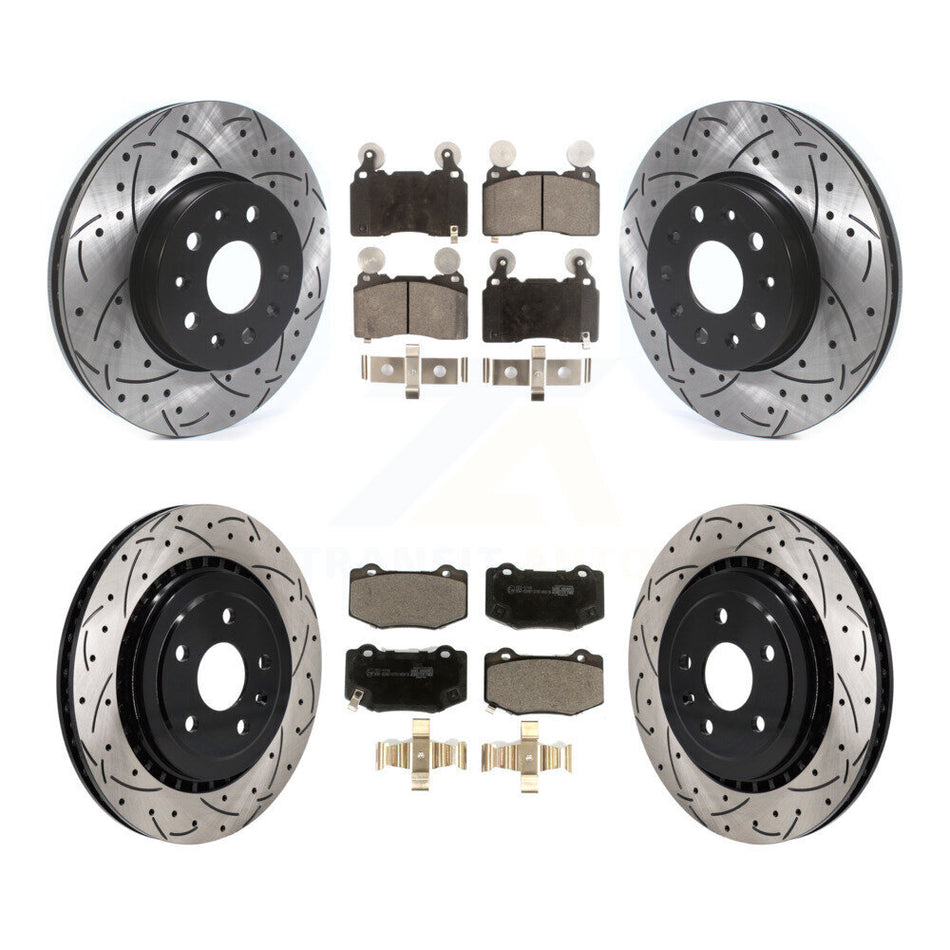 Front Rear Drill Slot Brake Rotor Ceramic Pad Kit For Chevrolet Camaro With Brembo Brakes KDT-101226