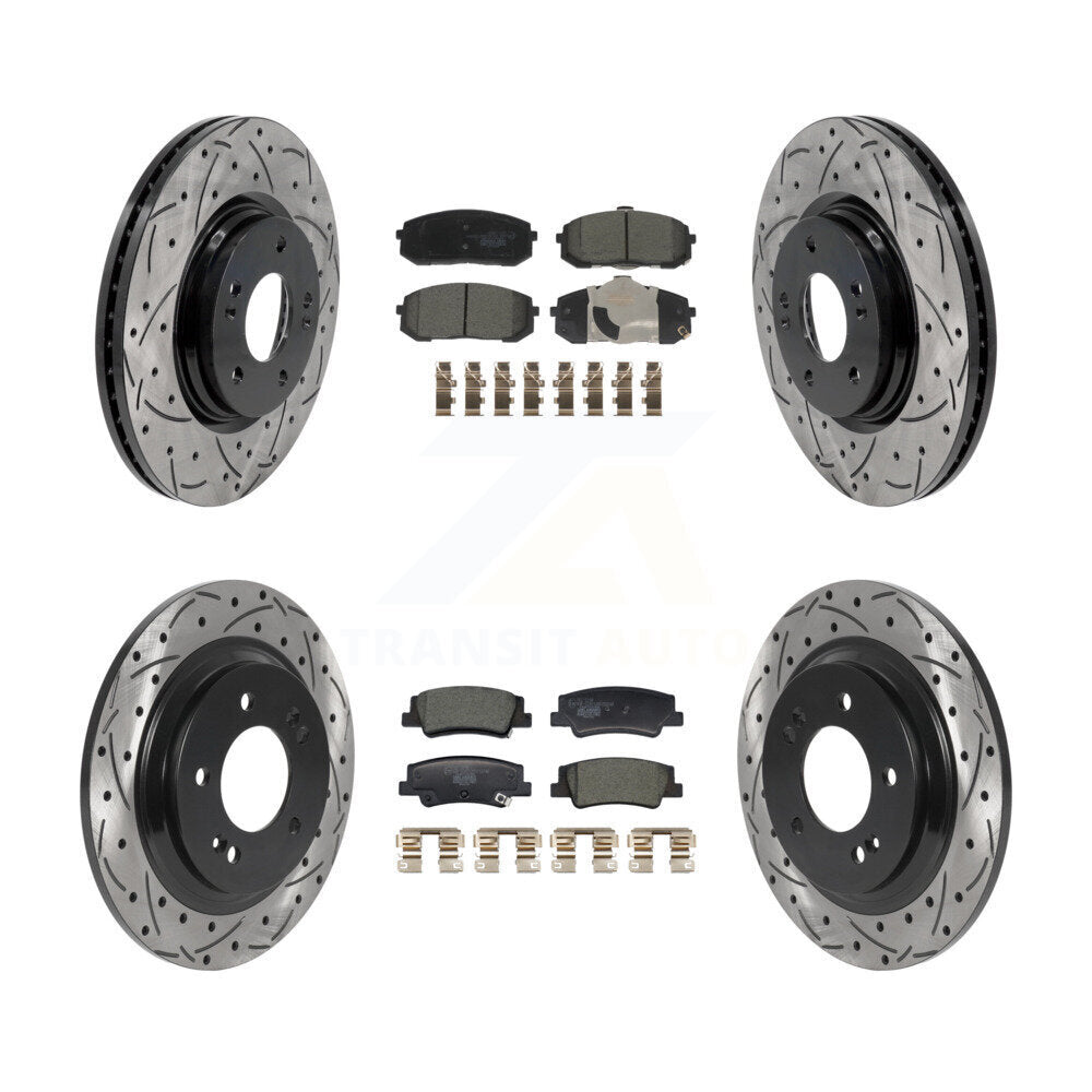 Front Rear Drill Slot Disc Brake Rotors Ceramic Pad Kit For Hyundai Sonata Kia Niro EV K5 KDT-101228