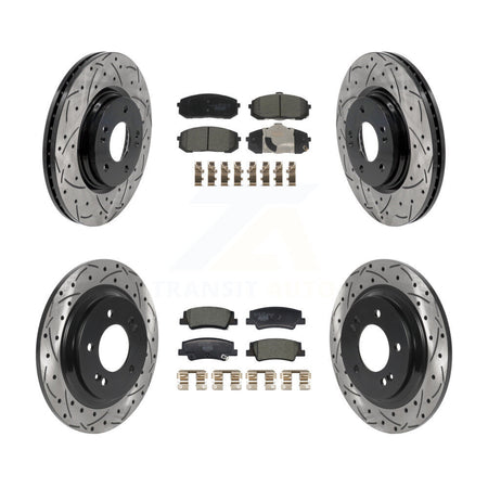 Front Rear Drill Slot Disc Brake Rotors Ceramic Pad Kit For Hyundai Sonata Kia Niro EV K5 KDT-101228