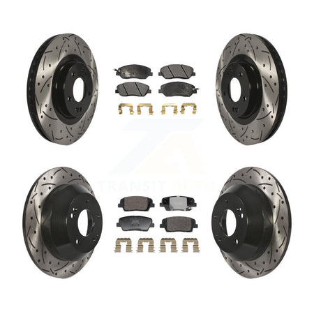 Front Rear Drill Slot Brake Rotors Ceramic Pad Kit For 2013-2016 Hyundai Santa Fe XL 3.3L KDT-101233
