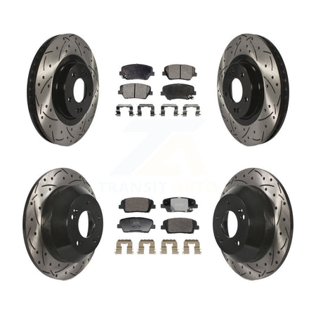 Front Rear Drill Slot Brake Rotors Ceramic Pad Kit For Hyundai Santa Fe Sport Kia Sorento KDT-101234