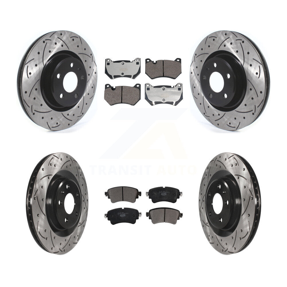 Front Rear Drilled Slot Brake Rotor Ceramic Pad Kit For 2018 Audi Q5 With Brembo Calipers KDT-101239